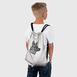 Рюкзак-мешок Немецкая овчарка чёрно-белый эскиз, цвет: 3D-принт — фото 2
