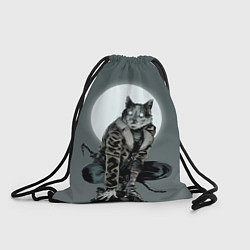 Рюкзак-мешок Кот самурай в ночи, цвет: 3D-принт