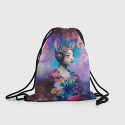 Рюкзак-мешок Японская девушка-кошка в космосе, цвет: 3D-принт