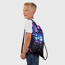 Рюкзак-мешок Неоновые стильные соты, цвет: 3D-принт — фото 2