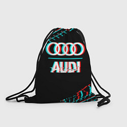 Рюкзак-мешок Значок Audi в стиле glitch на темном фоне, цвет: 3D-принт