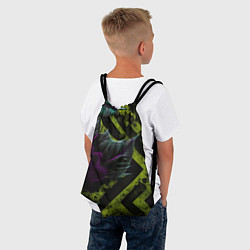 Рюкзак-мешок Фиолетовый цветок и зеленые абстрактные листья, цвет: 3D-принт — фото 2