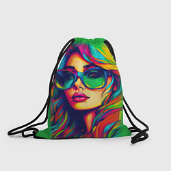 Рюкзак-мешок Девушка с разноцветными волосами, цвет: 3D-принт