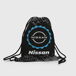 Рюкзак-мешок Nissan в стиле Top Gear со следами шин на фоне, цвет: 3D-принт