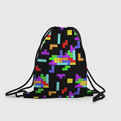Рюкзак-мешок Неоновый тетрис на темном фоне, цвет: 3D-принт