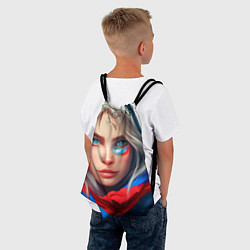 Рюкзак-мешок Девушка с голубыми глазами в флаге, цвет: 3D-принт — фото 2