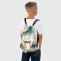 Рюкзак-мешок Японский пейзаж - акварель, цвет: 3D-принт — фото 2