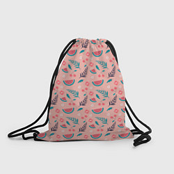 Рюкзак-мешок Летний паттерн с арбузом и вишней, цвет: 3D-принт