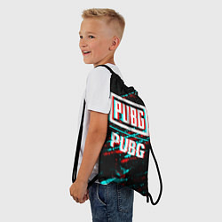 Рюкзак-мешок PUBG в стиле glitch и баги графики на темном фоне, цвет: 3D-принт — фото 2