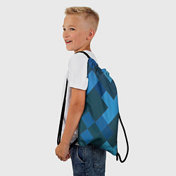 Рюкзак-мешок Синий прямоугольный паттерн, цвет: 3D-принт — фото 2