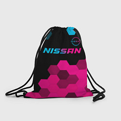 Рюкзак-мешок Nissan - neon gradient: символ сверху, цвет: 3D-принт