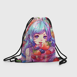 Рюкзак-мешок Девушка с клубничным коктейлем, цвет: 3D-принт