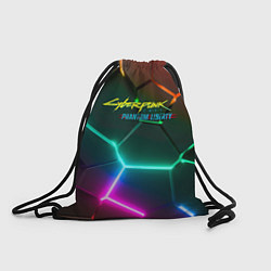 Рюкзак-мешок Cyberpunk 2077 phantom liberty logo neon, цвет: 3D-принт