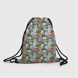 Рюкзак-мешок Гавайские цветочки паттерн, цвет: 3D-принт