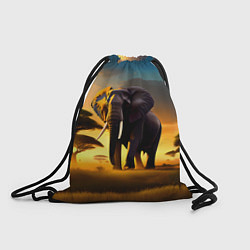 Рюкзак-мешок Слон и рассвет в саванне, цвет: 3D-принт