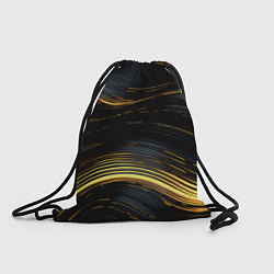 Рюкзак-мешок Золотые волны на черном фоне, цвет: 3D-принт