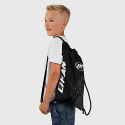 Рюкзак-мешок Lifan speed на темном фоне со следами шин: надпись, цвет: 3D-принт — фото 2