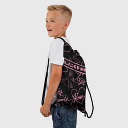 Рюкзак-мешок Блэкпинк - розовые автографы, цвет: 3D-принт — фото 2