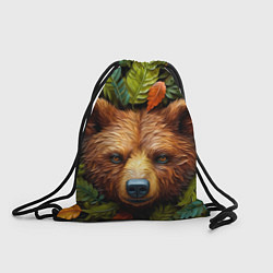 Рюкзак-мешок Медведь в листьях, цвет: 3D-принт