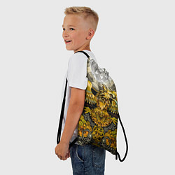 Рюкзак-мешок Золотой орёл - славянский орнамент, цвет: 3D-принт — фото 2