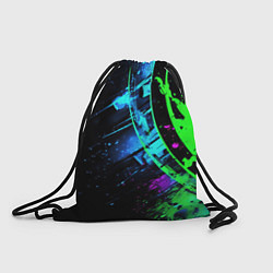 Рюкзак-мешок Яркий зеленый цвет на черном фоне, цвет: 3D-принт