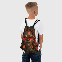 Рюкзак-мешок Девушка афро с косичками в модных очках, цвет: 3D-принт — фото 2