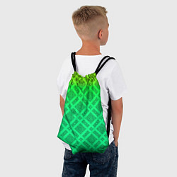 Рюкзак-мешок Желто-зеленый градиентный фон с геометрическим узо, цвет: 3D-принт — фото 2