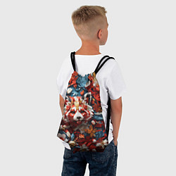 Рюкзак-мешок Красная панда в цветах, цвет: 3D-принт — фото 2