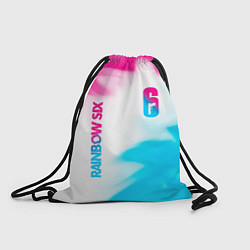 Рюкзак-мешок Rainbow Six neon gradient style: надпись, символ, цвет: 3D-принт