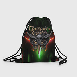 Рюкзак-мешок Baldurs Gate 3 logo green red light, цвет: 3D-принт