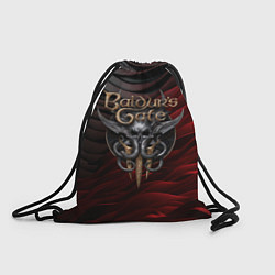 Рюкзак-мешок Baldurs Gate 3 logo dark red black, цвет: 3D-принт
