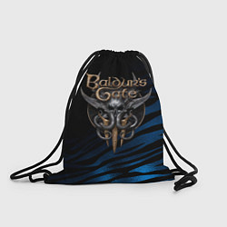 Рюкзак-мешок Baldurs Gate 3 logo blue geometry, цвет: 3D-принт