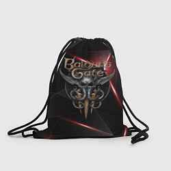 Рюкзак-мешок Baldurs Gate 3 logo black red, цвет: 3D-принт