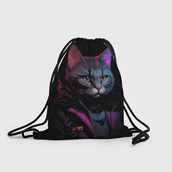 Рюкзак-мешок Кот в стиле киберпанк, цвет: 3D-принт