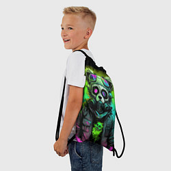 Рюкзак-мешок Панда киберпанк кислотный зеленый, цвет: 3D-принт — фото 2