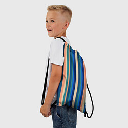 Рюкзак-мешок Полосатый сине-бежевый, цвет: 3D-принт — фото 2