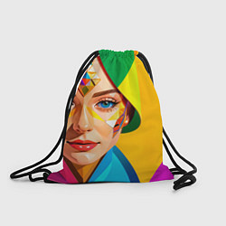 Рюкзак-мешок Девушка лицо с ромбическим орнаментом, цвет: 3D-принт