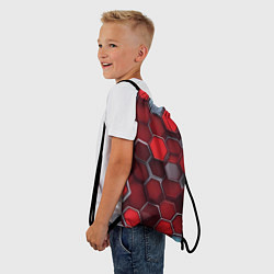 Рюкзак-мешок Cyber hexagon red, цвет: 3D-принт — фото 2