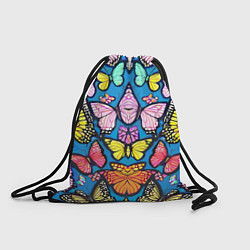Рюкзак-мешок Зеркальный паттерн из бабочек - мода, цвет: 3D-принт