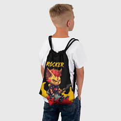 Рюкзак-мешок Кот рокер - огонь, цвет: 3D-принт — фото 2