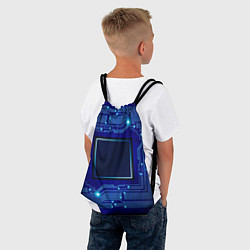 Рюкзак-мешок Технический синий паттерн, цвет: 3D-принт — фото 2