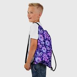 Рюкзак-мешок Фиолетовые цветочки, цвет: 3D-принт — фото 2