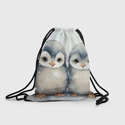 Рюкзак-мешок Милые пингвины акварель, цвет: 3D-принт