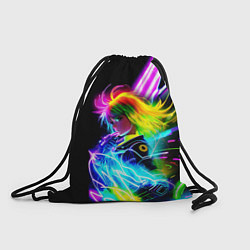 Рюкзак-мешок Огненная девчонка - киберпанк - неоновое свечение, цвет: 3D-принт