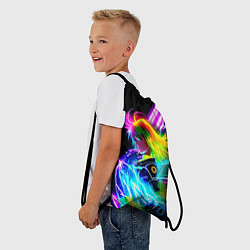 Рюкзак-мешок Огненная девчонка - киберпанк - неоновое свечение, цвет: 3D-принт — фото 2