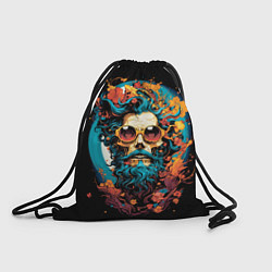 Рюкзак-мешок Череп - синий хипстер, цвет: 3D-принт
