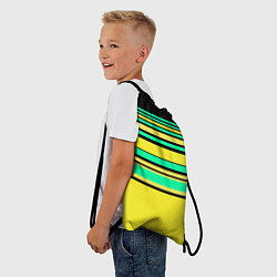 Рюкзак-мешок Разноцветный черно желтый с зеленым полосатый узор, цвет: 3D-принт — фото 2