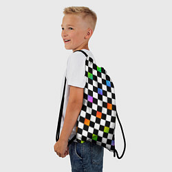 Рюкзак-мешок Черно-бело-радужная клетка, цвет: 3D-принт — фото 2