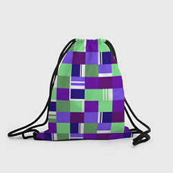 Рюкзак-мешок Ретро квадраты баклажановые, цвет: 3D-принт