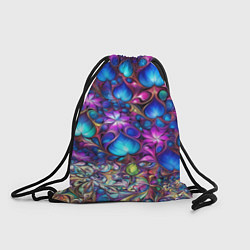 Рюкзак-мешок Абстракция синие листья и фиолетовый цветы, цвет: 3D-принт